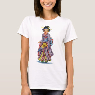 Vintage Japanese Girl in Kimono T-Shirt