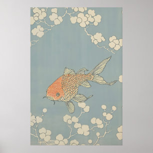 Vintage Japanese Goldfish Print - Retro Japan