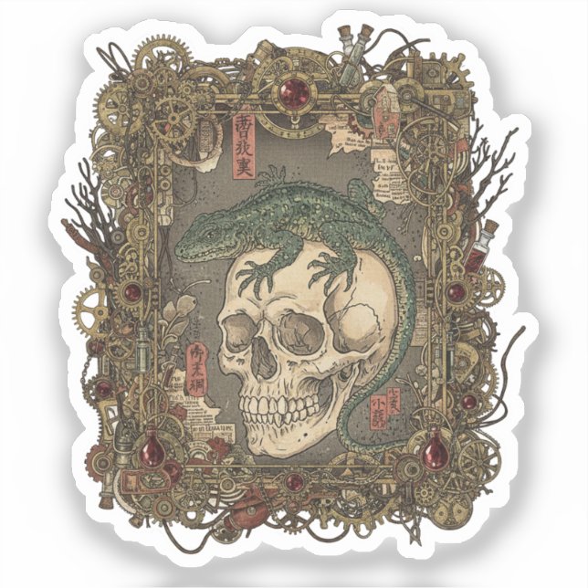 Vintage Japanese Gothic Collage  Sticker (Front)