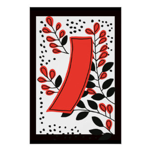 Vintage japanese Hanafuda Art -July ribbon Poster