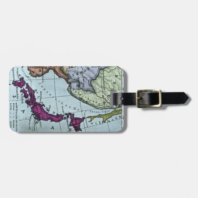 Vintage Japanese Hand Tinted Map 日本 Luggage Tag (Front Horizontal)