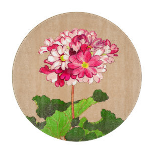 Vintage Japanese Hydrangea. Pink and Green Cutting Board