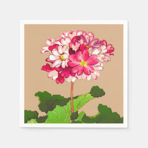 Vintage Japanese Hydrangea. Pink and Green Napkin