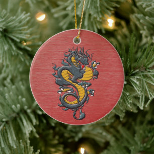 Vintage Japanese Imperial Dragon Ceramic Ornament