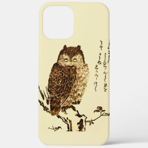 Vintage Japanese Ink Sketch of an Owl iPhone 12 Pro Max Case