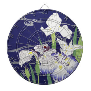 Vintage Japanese Iris Art Print Kogyo Tsukioka Dartboard