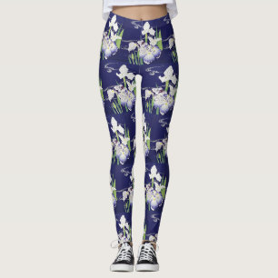 Vintage Japanese Iris Art Print Kogyo Tsukioka Leggings