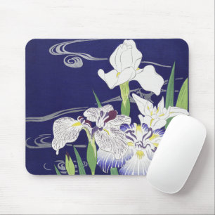 Vintage Japanese Iris Art Print Kogyo Tsukioka Mouse Mat