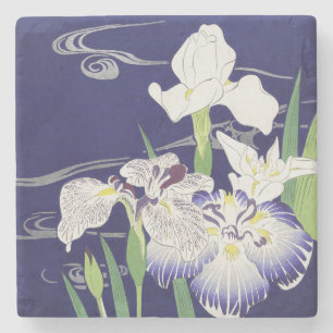 Vintage Japanese Iris Art Print Kogyo Tsukioka Stone Coaster
