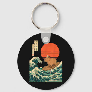 Vintage Japanese Kanagawa Wave Surfing Surf Surfer Key Ring