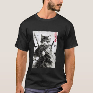 Vintage Japanese Katana Warrior Kitten Ukiyo e Sam T-Shirt
