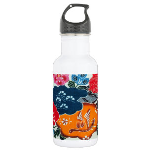 Vintage Japanese Kimono Textile (Bingata) 532 Ml Water Bottle