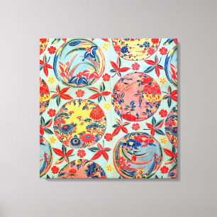 Vintage Japanese Kimono Textile (Bingata) Canvas Print