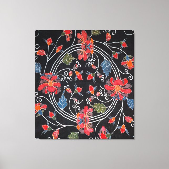 Vintage Japanese Kimono Textile (Bingata) Canvas Print (Front)