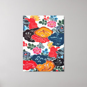 Vintage Japanese Kimono Textile (Bingata) Canvas Print