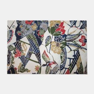 Vintage Japanese Kimono Textile (Bingata) Doormat