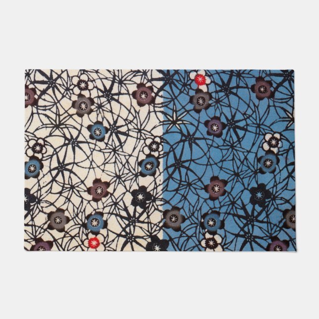 Vintage Japanese Kimono Textile (Bingata) Doormat (Front)
