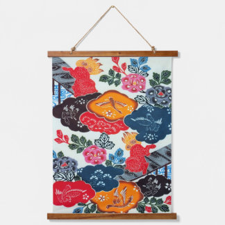 Vintage Japanese Kimono Textile (Bingata) Hanging Tapestry