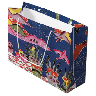 Vintage Japanese Kimono Textile (Bingata) Large Gift Bag