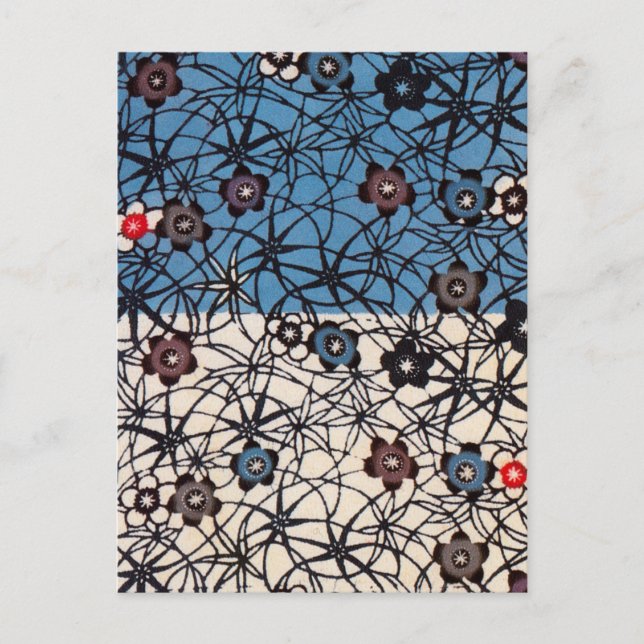 Vintage Japanese Kimono Textile (Bingata) Postcard (Front)