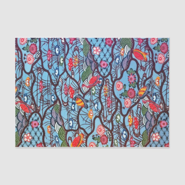 Vintage Japanese Kimono Textile (Bingata) Tissue Paper (Front)