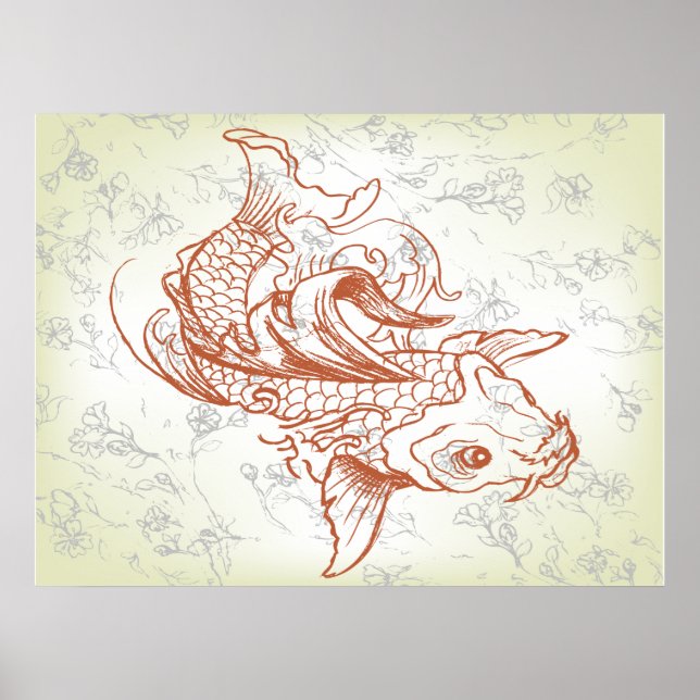vintage japanese koi fish art 2 poster (Front)