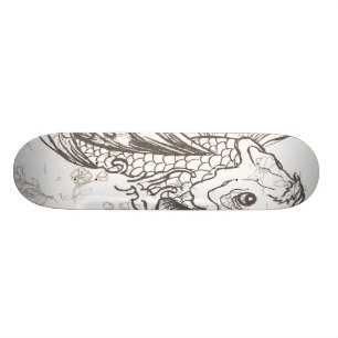 vintage japanese koi fish art skateboard