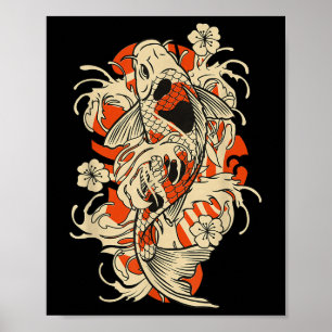 Vintage Japanese Koi Fish Japan  Poster