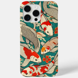Vintage Japanese Koi Fish Pattern Painting iPhone 15 Pro Max Case