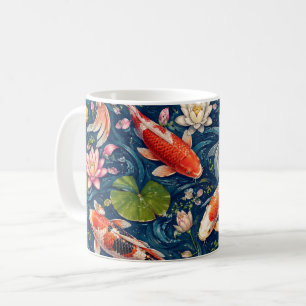 Vintage Japanese Koi Fish Pattern Painting Coffee Mug