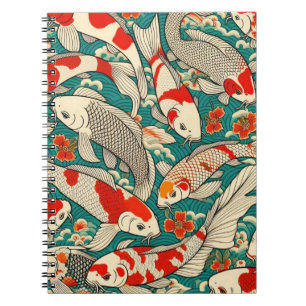 Vintage Japanese Koi Fish Pattern Painting Notebook