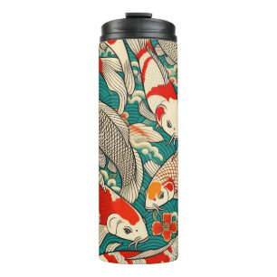 Vintage Japanese Koi Fish Pattern Painting Thermal Tumbler