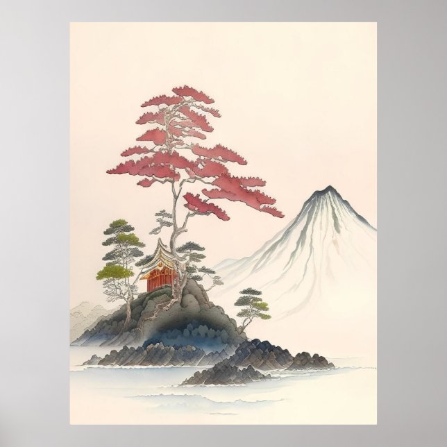 Vintage Japanese Landscape Art Print (Front)