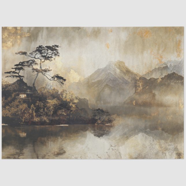 Vintage Japanese Landscape Tissue Paper (Front)