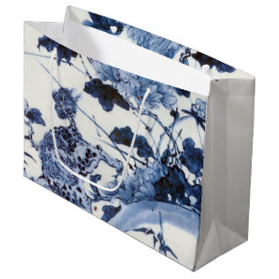 Vintage Japanese Lion and Peony Large Gift Bag