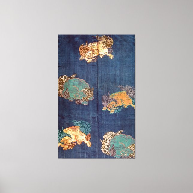 Vintage Japanese Lion Pattern Canvas Print (Front)
