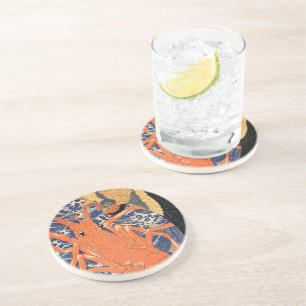 Vintage Japanese Lobster and Bird Coaster