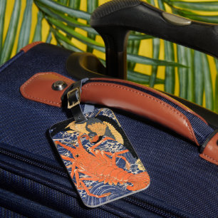 Vintage Japanese Lobster and Bird Luggage Tag