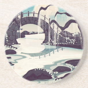 Vintage Japanese Meditation Garden Coaster