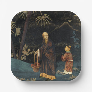 Vintage Japanese Monk and Child G.A. Audsley Paper Plate