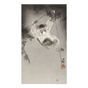 Vintage Japanese Monkey Bamboo Art Print