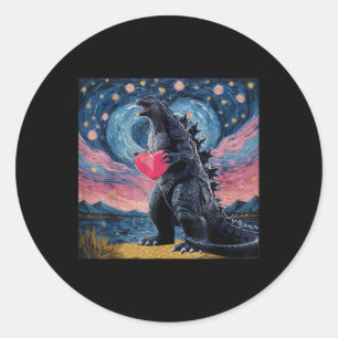 Vintage Japanese Monster Kaiju Valentines Heart St Classic Round Sticker