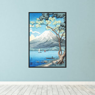 Vintage Japanese Mount Fuji and Lake Yamanaka Art Canvas Print