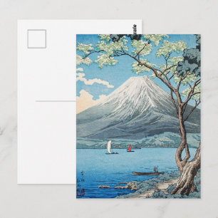 Vintage Japanese Mount Fuji and Lake Yamanaka Art Postcard