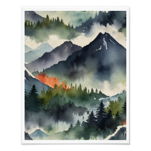 Vintage Japanese Mountain Landscape Photo Print