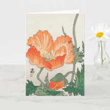Vintage Japanese Orange Poppy Flower, Ohara Koson 