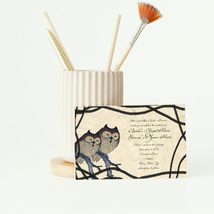 Vintage Japanese Owl Wedding Invitation