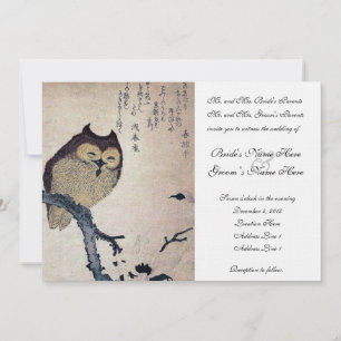 Vintage Japanese Owl Wedding Invitation