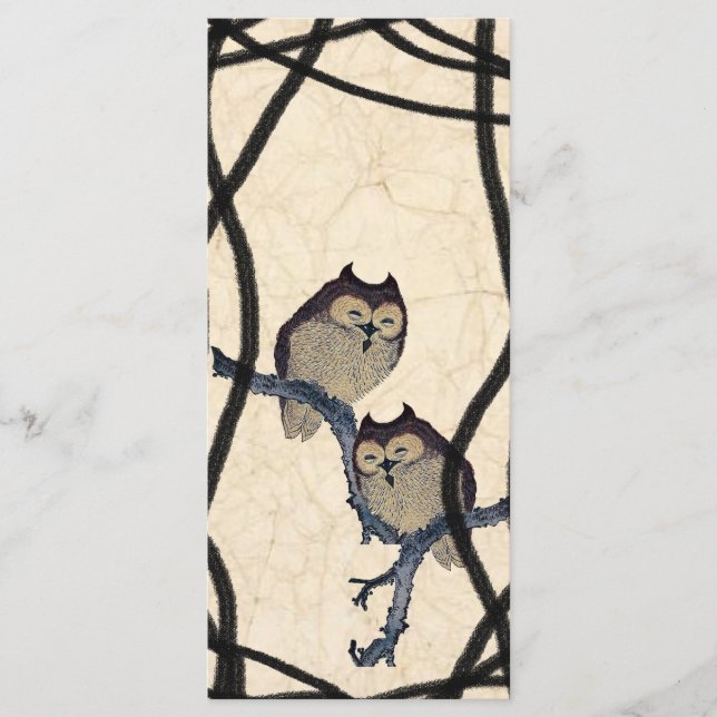 Vintage Japanese Owls Wedding Program Programme (Front)