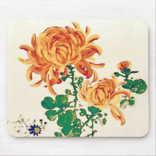 Vintage Japanese Painting of Chrysanthemums Mouse Mat